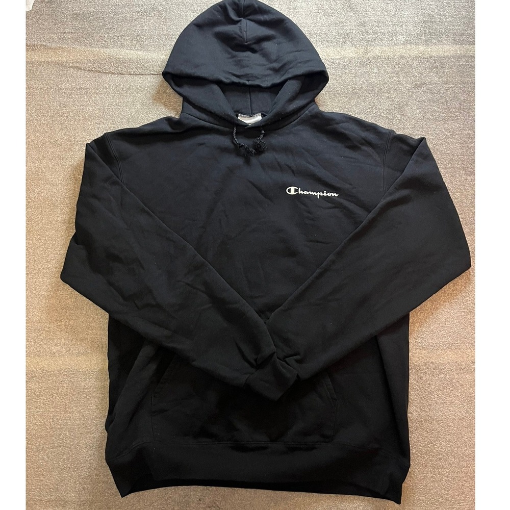 Champion Authentic Athleticwear Mens Black Pullover Hoodie Script Logo Large
